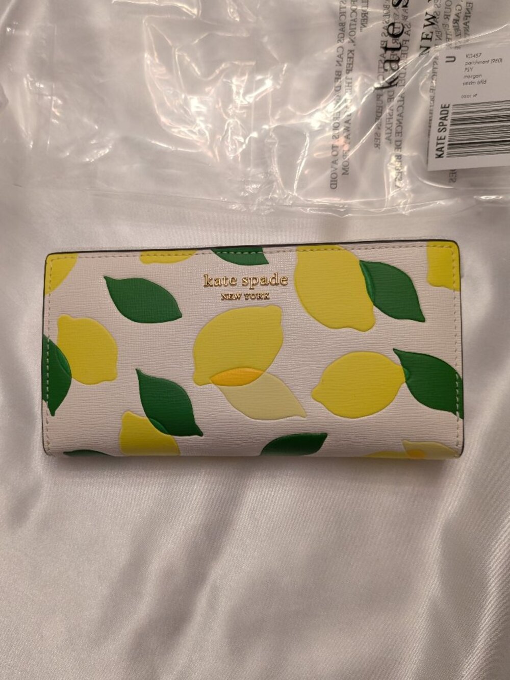 kate spade lemon motif wallet morgan NWT